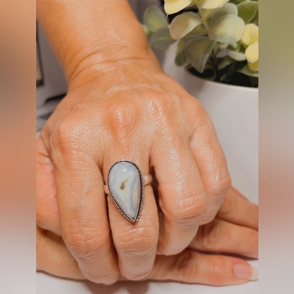 NWT 925 Sterling Silver Plated moonstone white women’s ring size 8 - Picture 5 of 15